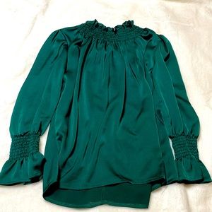 Women’s long sleeve forest green blouse, size Small